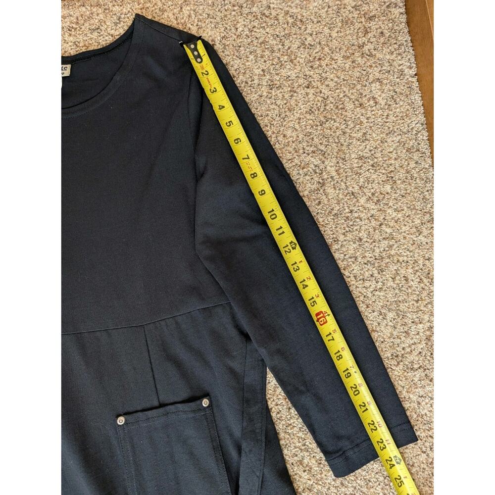 Vintage J. Suzette Black Cotton Maxi Dress Long Sleeve Pockets Lagenlook Size M - Picture 8 of 13